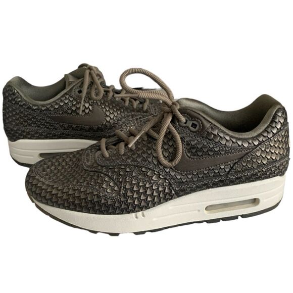 Nike Womens Air Max 1 Premium Reptile Metallic Pewter - Picture 1 of 9